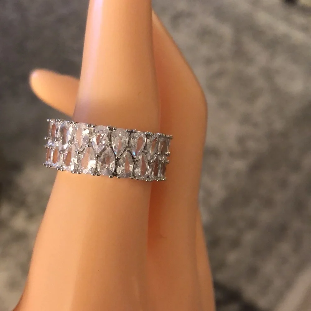 18K Gold Sparkly Cubic Zirconia Eternity Ring